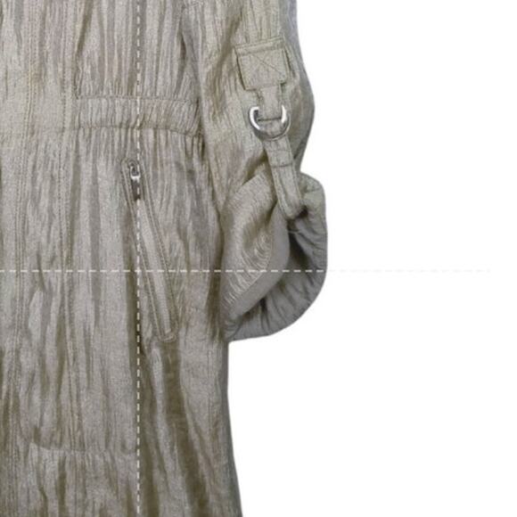 NIC + ZOE Metallic Utility Jacket Ruffle Detail Roll Tab Sleeve Cinch Waist M - Picture 4 of 7